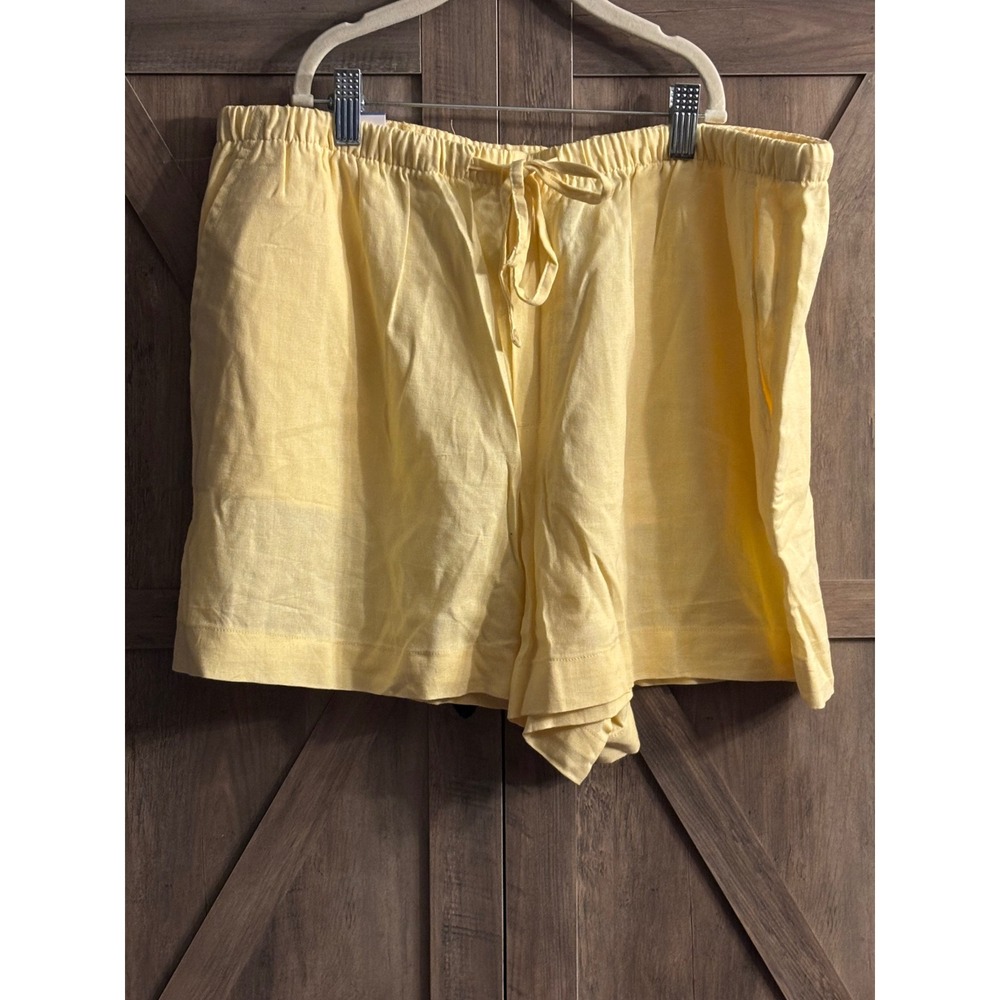 Gap Womens Linen Pull On Shorts Yellow Elastic Waist Drawstring Large NWT